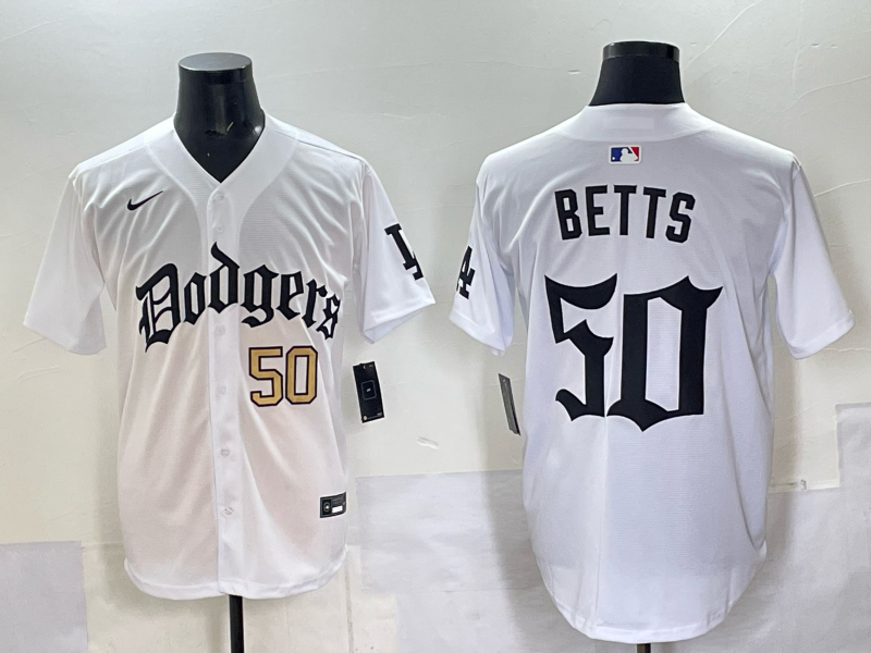 Men Los Angeles Dodgers 50 Betts white Nike 2025 MLB jersey 001